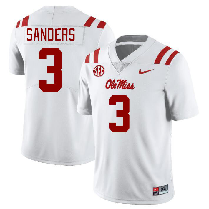 Men #3 Spencer Sanders Ole Miss Rebels College Football Jerseys Stitched Sale-White